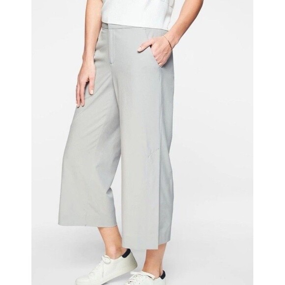 Athleta Womens Tribeca Wide Leg Crop Pants Gray Stretch Lightweight Sz 4 - Picture 2 of 16